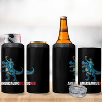 Patriotic Dinosaur 4 in 1 Can Cooler Tumbler Funny Amerisaurus Rex Statue Of Liberty Dino