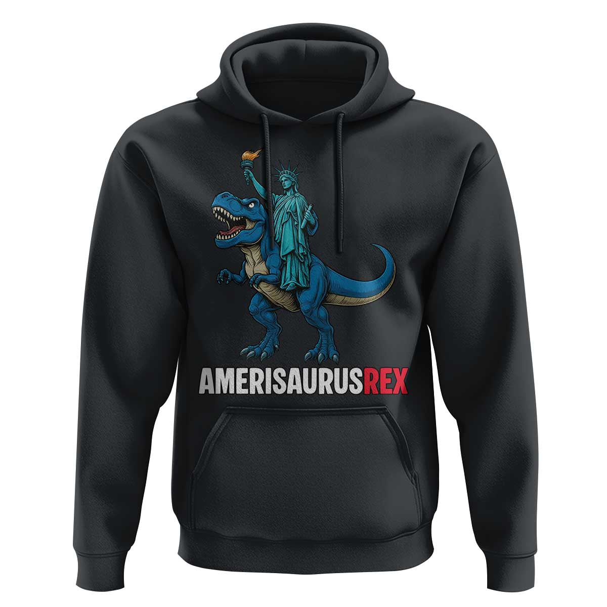 Patriotic Dinosaur Hoodie Funny Amerisaurus Rex Statue Of Liberty Dino - Wonder Print Shop
