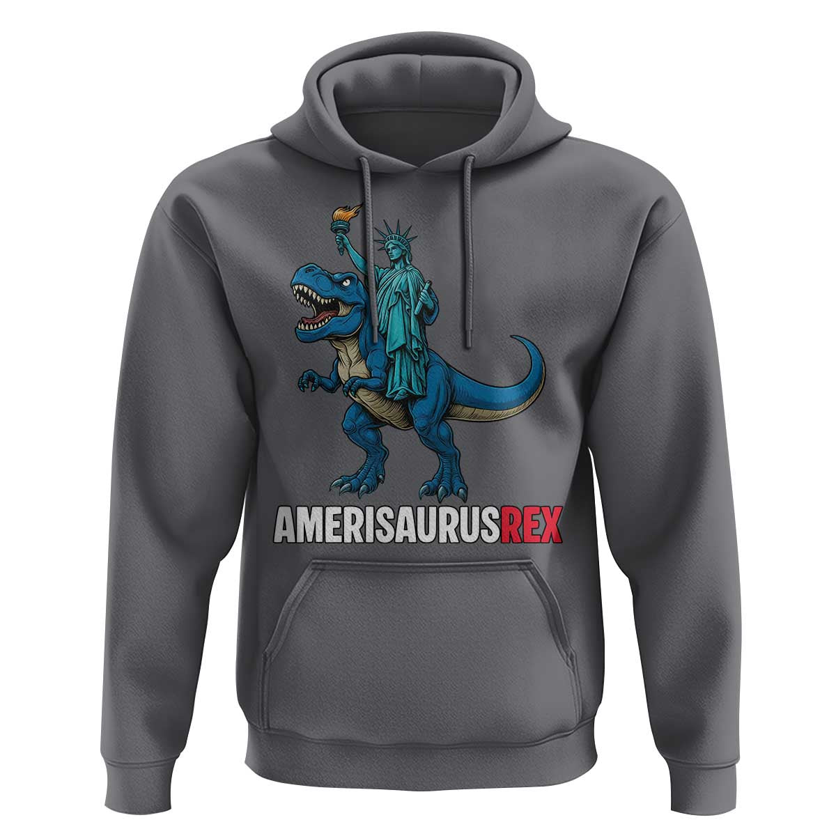 Patriotic Dinosaur Hoodie Funny Amerisaurus Rex Statue Of Liberty Dino - Wonder Print Shop