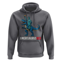 Patriotic Dinosaur Hoodie Funny Amerisaurus Rex Statue Of Liberty Dino - Wonder Print Shop