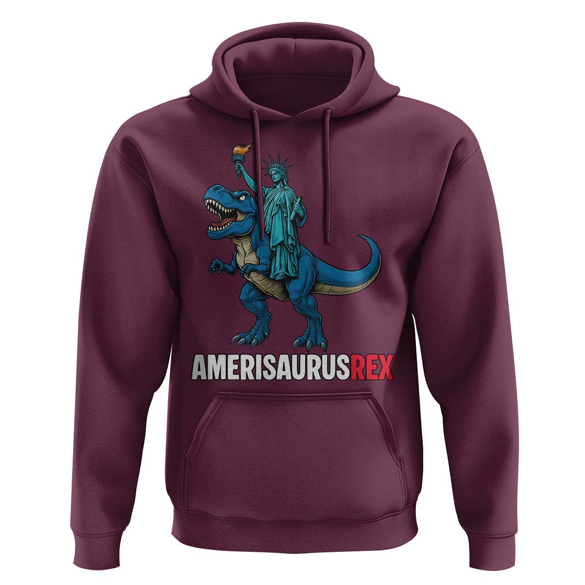 Patriotic Dinosaur Hoodie Funny Amerisaurus Rex Statue Of Liberty Dino - Wonder Print Shop