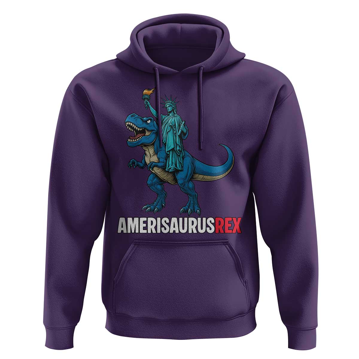 Patriotic Dinosaur Hoodie Funny Amerisaurus Rex Statue Of Liberty Dino - Wonder Print Shop