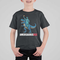 Patriotic Dinosaur T Shirt For Kid Funny Amerisaurus Rex Statue Of Liberty Dino - Wonder Print Shop