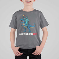 Patriotic Dinosaur T Shirt For Kid Funny Amerisaurus Rex Statue Of Liberty Dino - Wonder Print Shop