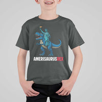 Patriotic Dinosaur T Shirt For Kid Funny Amerisaurus Rex Statue Of Liberty Dino - Wonder Print Shop