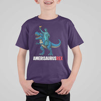 Patriotic Dinosaur T Shirt For Kid Funny Amerisaurus Rex Statue Of Liberty Dino - Wonder Print Shop