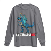 Patriotic Dinosaur Long Sleeve Shirt Funny Amerisaurus Rex Statue Of Liberty Dino - Wonder Print Shop
