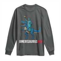 Patriotic Dinosaur Long Sleeve Shirt Funny Amerisaurus Rex Statue Of Liberty Dino - Wonder Print Shop