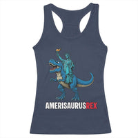 Patriotic Dinosaur Racerback Tank Top Funny Amerisaurus Rex Statue Of Liberty Dino - Wonder Print Shop