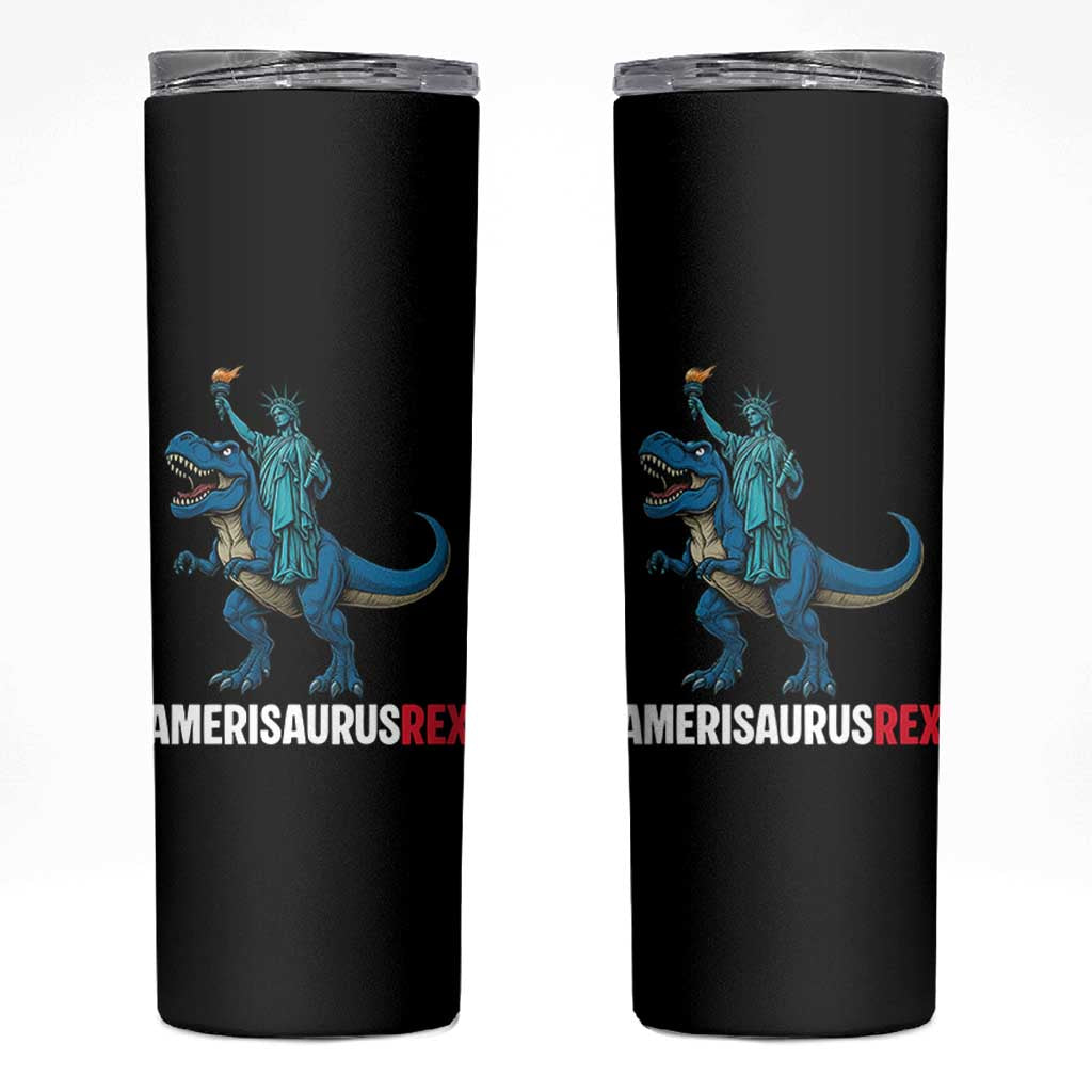 Patriotic Dinosaur Skinny Tumbler Funny Amerisaurus Rex Statue Of Liberty Dino