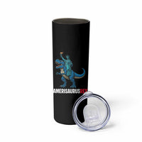 Patriotic Dinosaur Skinny Tumbler Funny Amerisaurus Rex Statue Of Liberty Dino