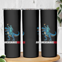 Patriotic Dinosaur Skinny Tumbler Funny Amerisaurus Rex Statue Of Liberty Dino