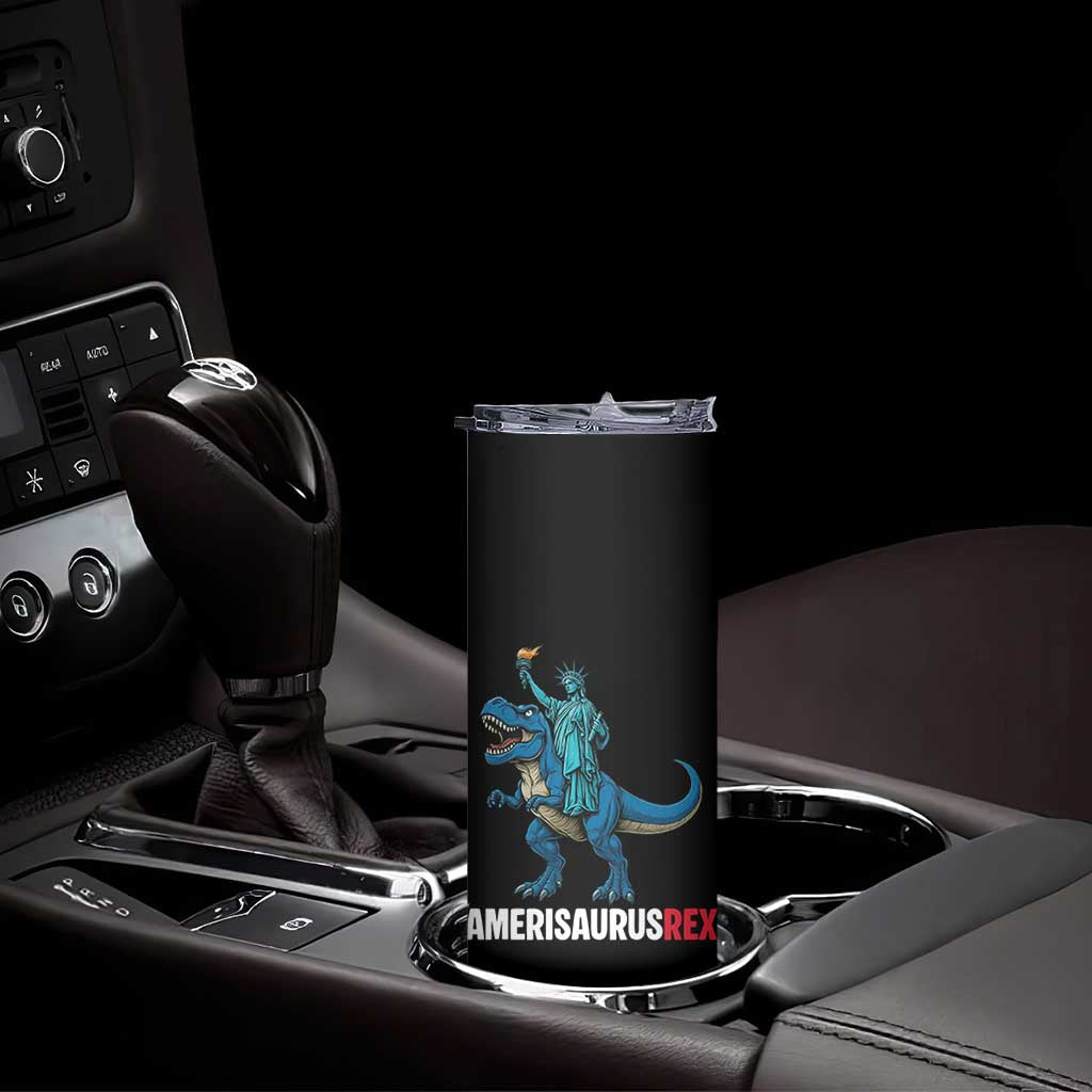 Patriotic Dinosaur Skinny Tumbler Funny Amerisaurus Rex Statue Of Liberty Dino