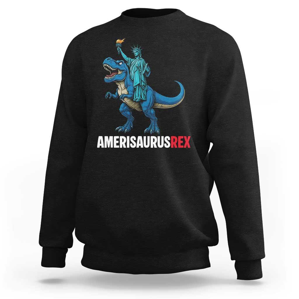 Patriotic Dinosaur Sweatshirt Funny Amerisaurus Rex Statue Of Liberty Dino - Wonder Print Shop