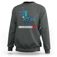 Patriotic Dinosaur Sweatshirt Funny Amerisaurus Rex Statue Of Liberty Dino - Wonder Print Shop