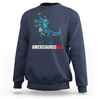 Patriotic Dinosaur Sweatshirt Funny Amerisaurus Rex Statue Of Liberty Dino - Wonder Print Shop