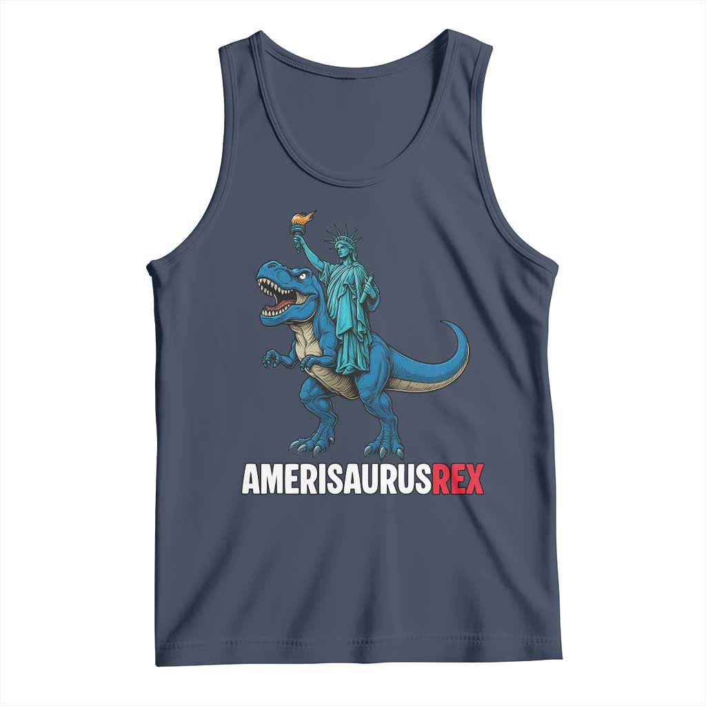 Patriotic Dinosaur Tank Top Funny Amerisaurus Rex Statue Of Liberty Dino - Wonder Print Shop