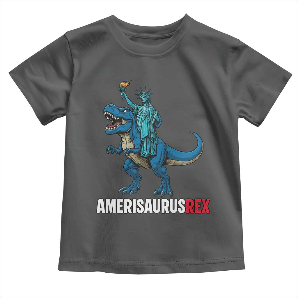 Patriotic Dinosaur Toddler T Shirt Funny Amerisaurus Rex Statue Of Liberty Dino - Wonder Print Shop