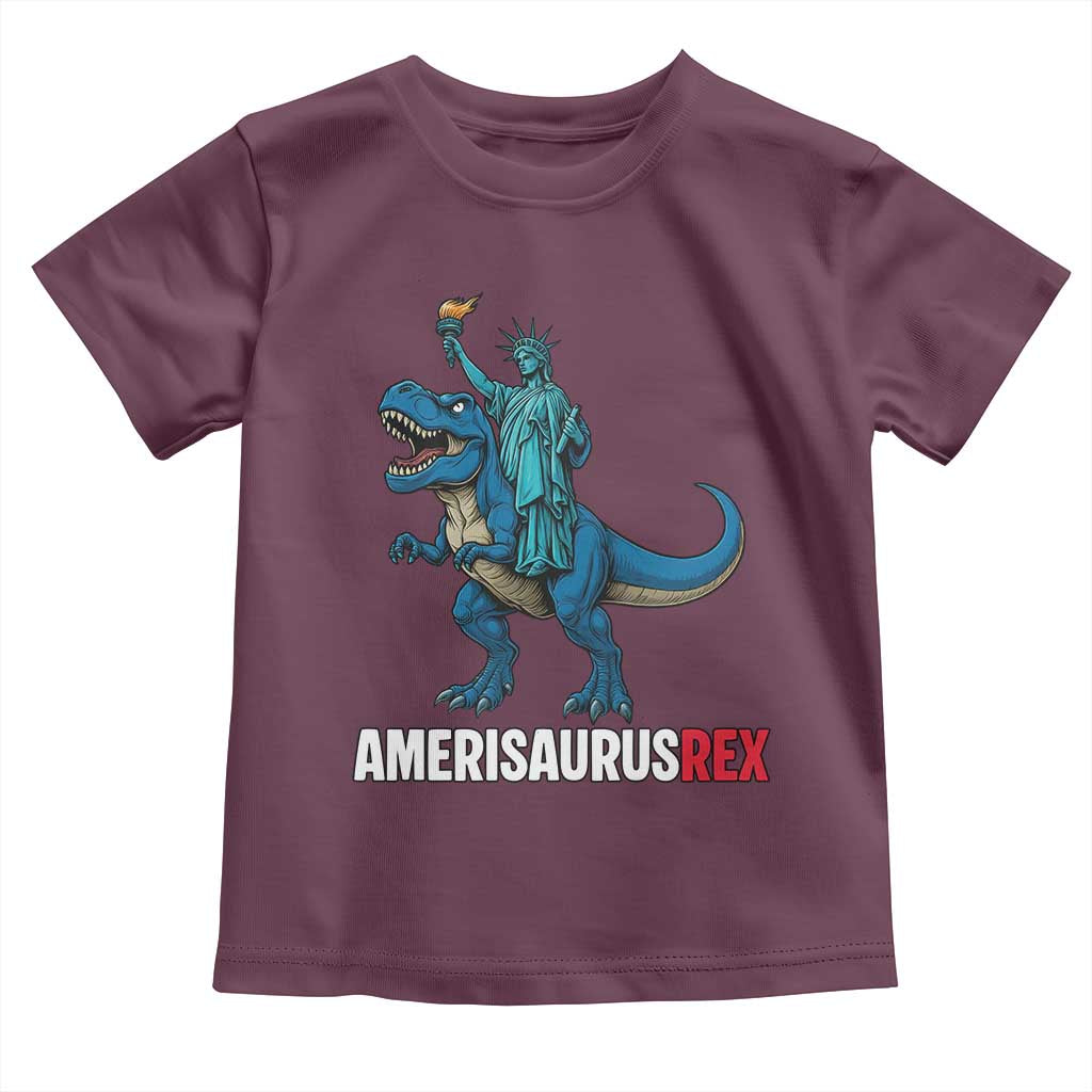 Patriotic Dinosaur Toddler T Shirt Funny Amerisaurus Rex Statue Of Liberty Dino - Wonder Print Shop