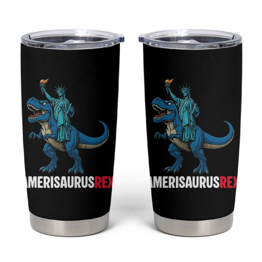Patriotic Dinosaur Tumbler Cup Funny Amerisaurus Rex Statue Of Liberty Dino