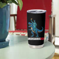 Patriotic Dinosaur Tumbler Cup Funny Amerisaurus Rex Statue Of Liberty Dino
