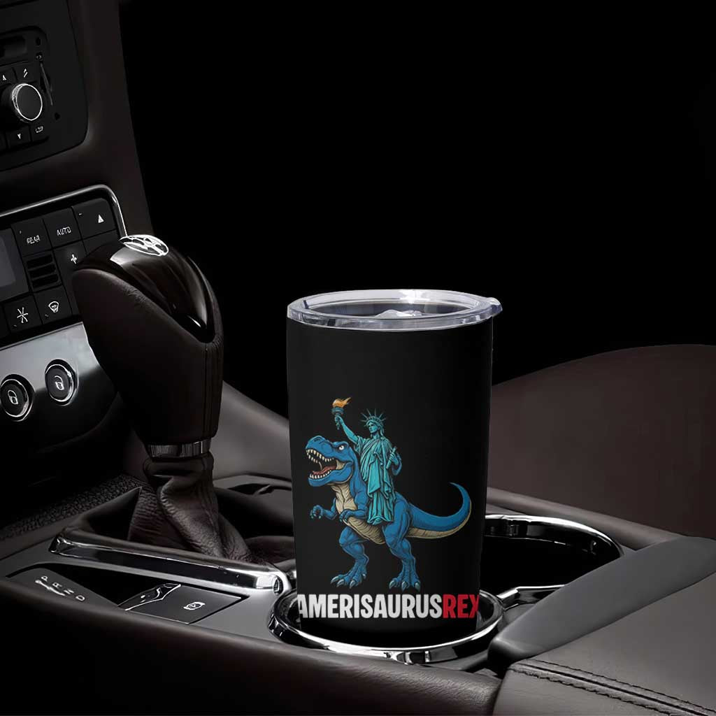 Patriotic Dinosaur Tumbler Cup Funny Amerisaurus Rex Statue Of Liberty Dino