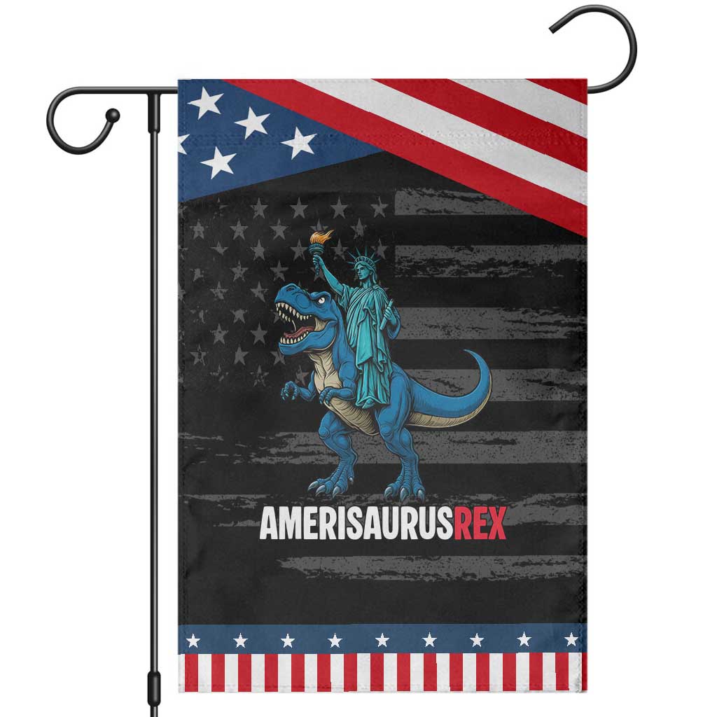 Patriotic Dinosaur Garden Flag Funny Amerisaurus Rex Statue Of Liberty Dino