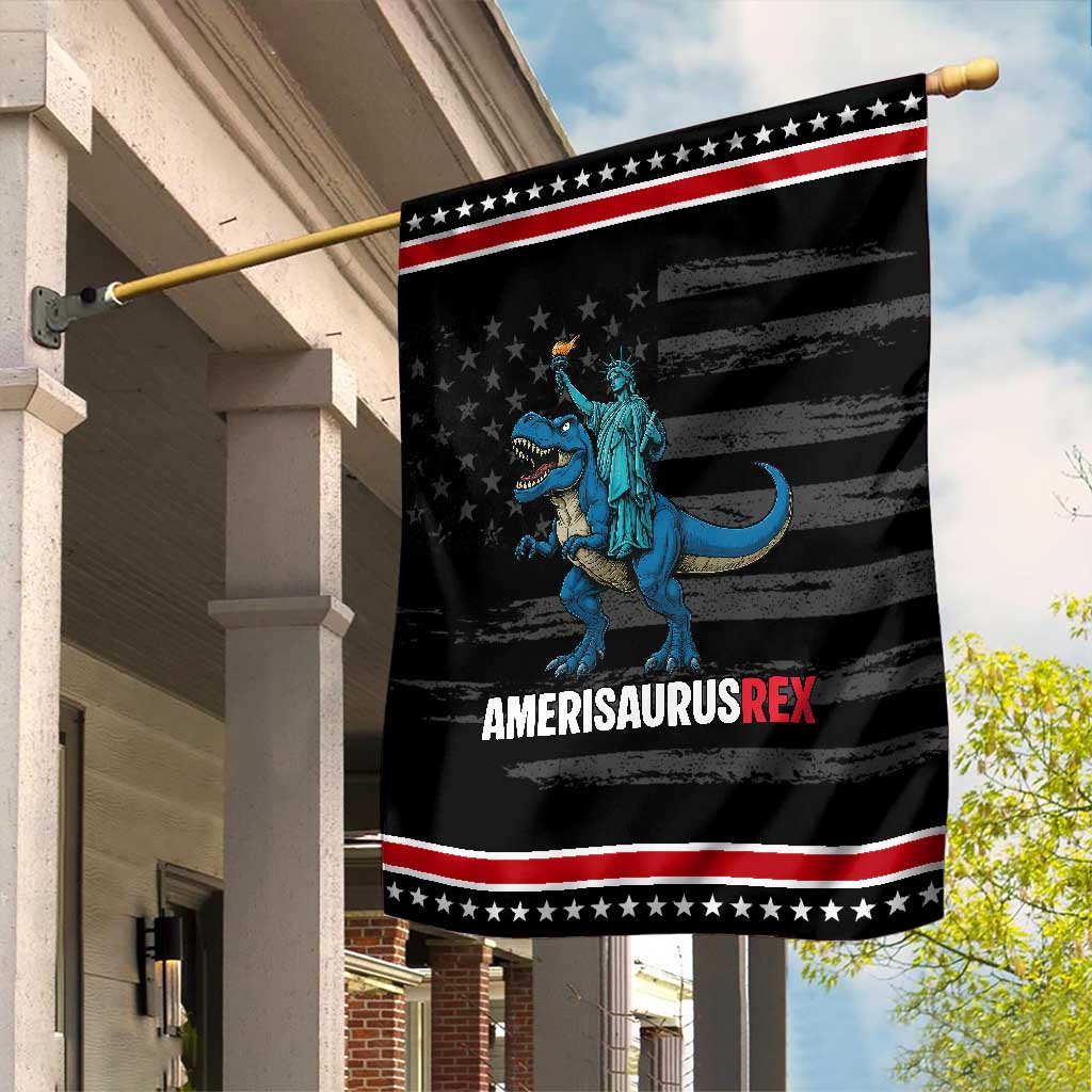 Patriotic Dinosaur Garden Flag Funny Amerisaurus Rex Statue Of Liberty Dino