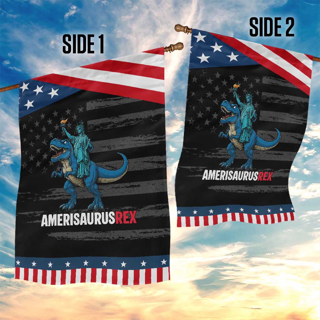 Patriotic Dinosaur Garden Flag Funny Amerisaurus Rex Statue Of Liberty Dino