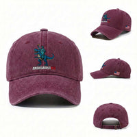 Patriotic Dinosaur Washed Cotton Baseball Cap Funny Amerisaurus Rex Statue Of Liberty Dino