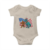 Funny Patriotic Baby Onesie Bigfoot Walking Dinosaur With USA Flag - Wonder Print Shop