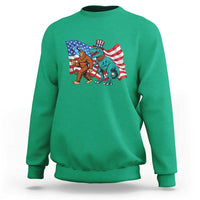 Funny Patriotic Sweatshirt Bigfoot Walking Dinosaur With USA Flag - Wonder Print Shop