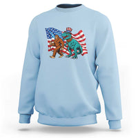 Funny Patriotic Sweatshirt Bigfoot Walking Dinosaur With USA Flag - Wonder Print Shop