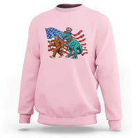 Funny Patriotic Sweatshirt Bigfoot Walking Dinosaur With USA Flag - Wonder Print Shop