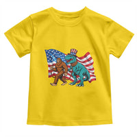 Funny Patriotic Toddler T Shirt Bigfoot Walking Dinosaur With USA Flag - Wonder Print Shop