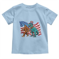 Funny Patriotic Toddler T Shirt Bigfoot Walking Dinosaur With USA Flag - Wonder Print Shop
