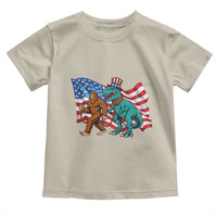 Funny Patriotic Toddler T Shirt Bigfoot Walking Dinosaur With USA Flag - Wonder Print Shop