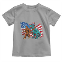 Funny Patriotic Toddler T Shirt Bigfoot Walking Dinosaur With USA Flag - Wonder Print Shop