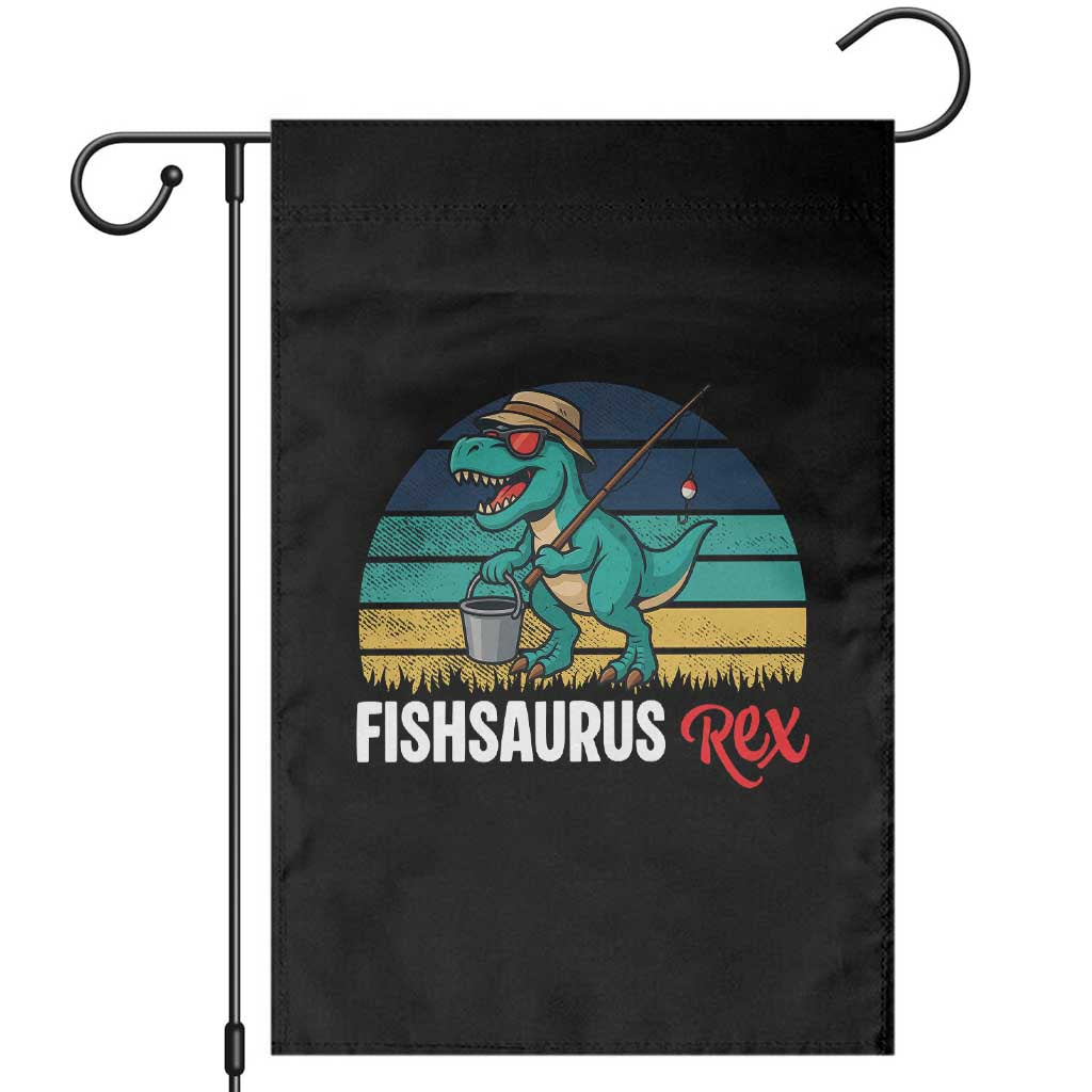 Funny Dinosaur Garden Flag Fishsaurus Rex Fishing Lover - Wonder Print Shop