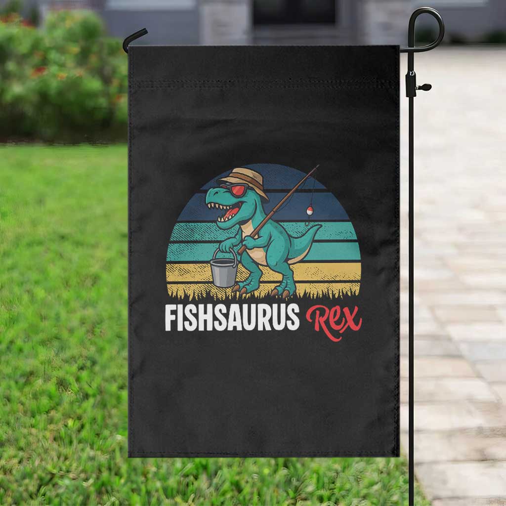 Funny Dinosaur Garden Flag Fishsaurus Rex Fishing Lover - Wonder Print Shop