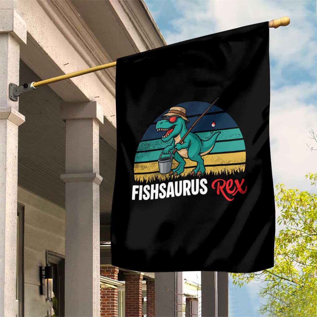 Funny Dinosaur Garden Flag Fishsaurus Rex Fishing Lover - Wonder Print Shop