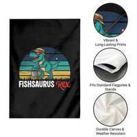 Funny Dinosaur Garden Flag Fishsaurus Rex Fishing Lover - Wonder Print Shop