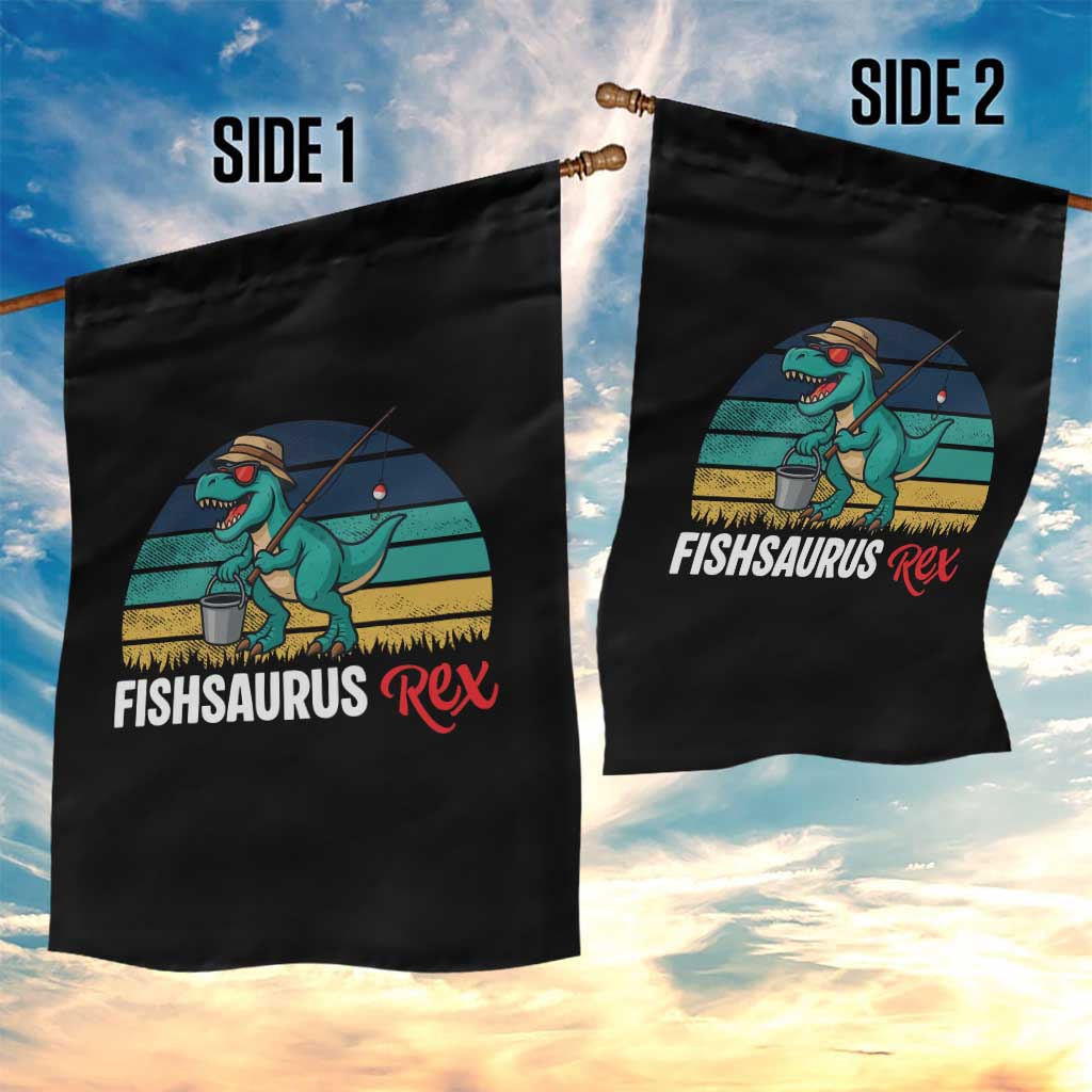 Funny Dinosaur Garden Flag Fishsaurus Rex Fishing Lover - Wonder Print Shop