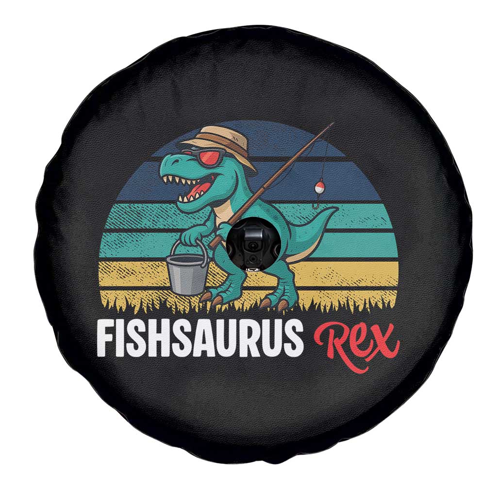Funny Dinosaur Spare Tire Cover Fishsaurus Rex Fishing Lover - Wonder Print Shop