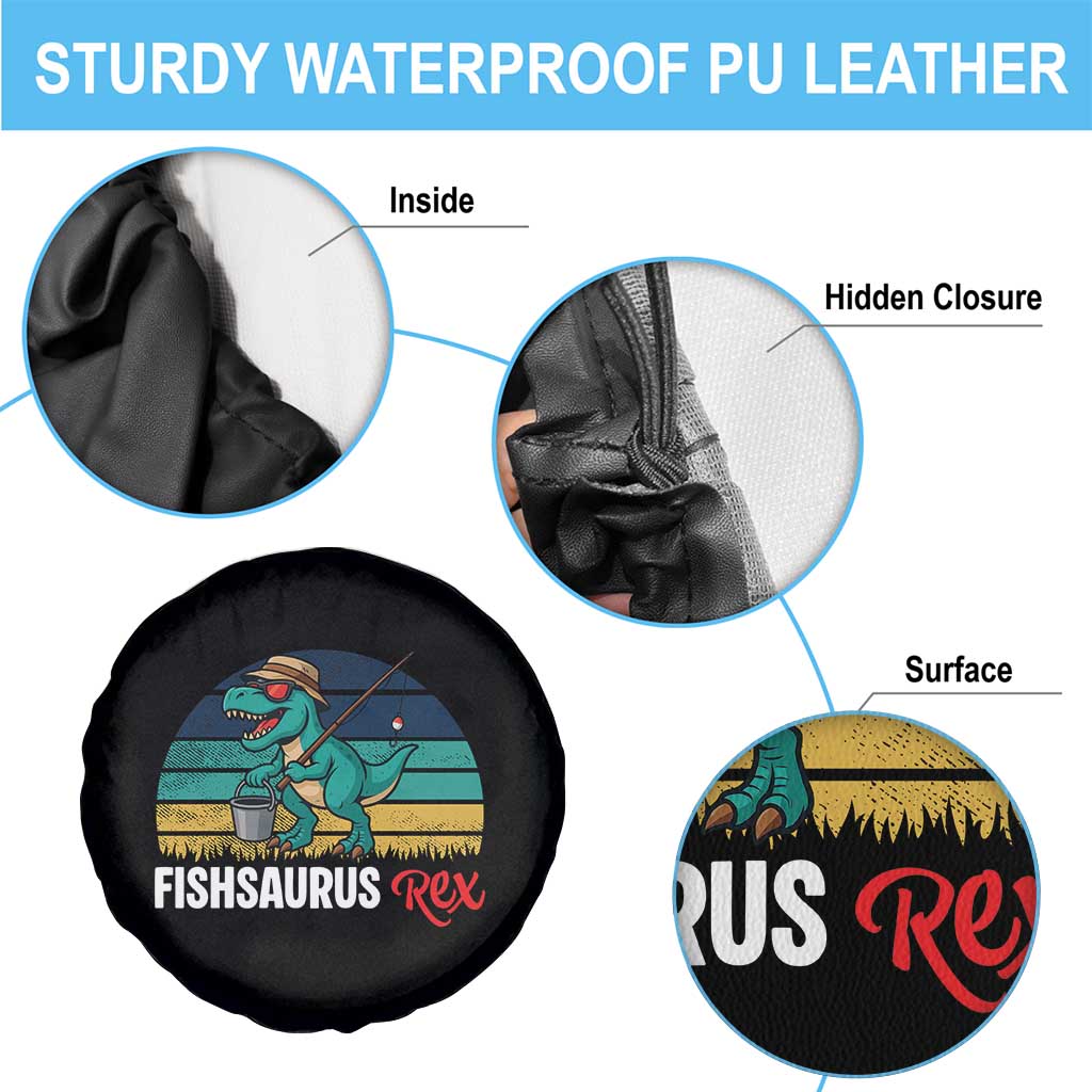 Funny Dinosaur Spare Tire Cover Fishsaurus Rex Fishing Lover - Wonder Print Shop