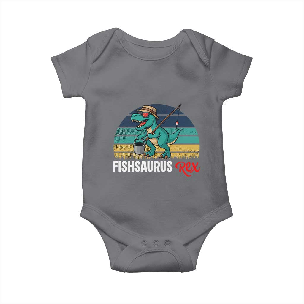 Funny Dinosaur Baby Onesie Fishsaurus Rex Fishing Lover - Wonder Print Shop