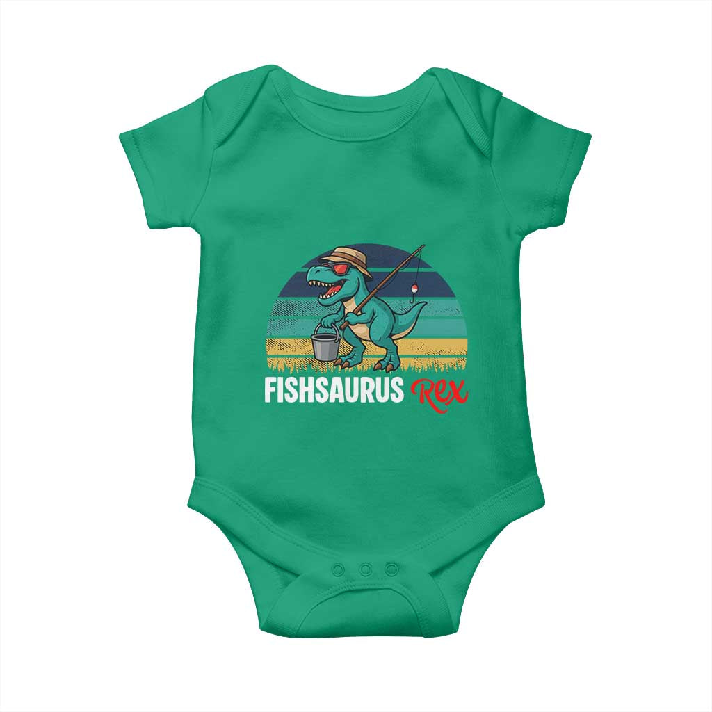 Funny Dinosaur Baby Onesie Fishsaurus Rex Fishing Lover - Wonder Print Shop