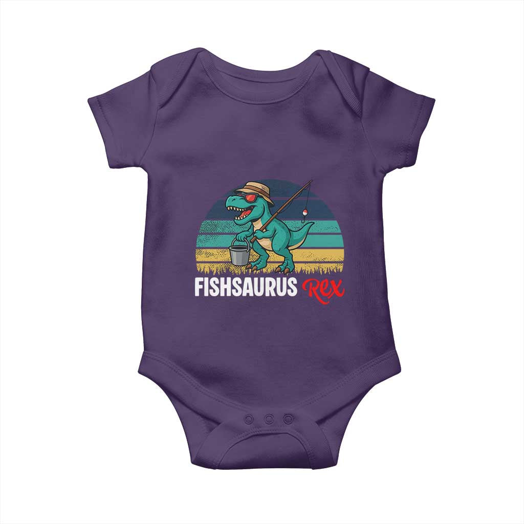 Funny Dinosaur Baby Onesie Fishsaurus Rex Fishing Lover - Wonder Print Shop
