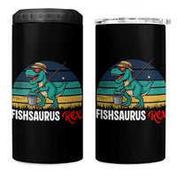 Funny Dinosaur 4 in 1 Can Cooler Tumbler Fishsaurus Rex Fishing Lover