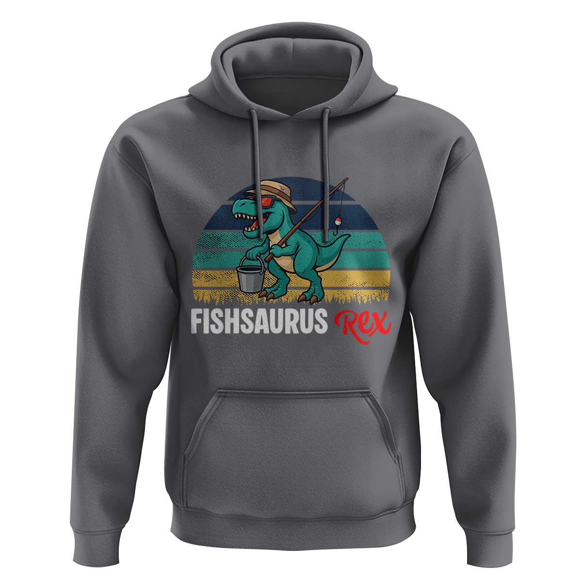 Funny Dinosaur Hoodie Fishsaurus Rex Fishing Lover - Wonder Print Shop